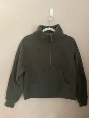 Danskin Funnel-Neck Half Zip Sweatshirt – Dark Green – Medium